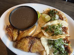 Vegan Mexican street tacos  at La Rumba Restaurant Latino in Asheville
