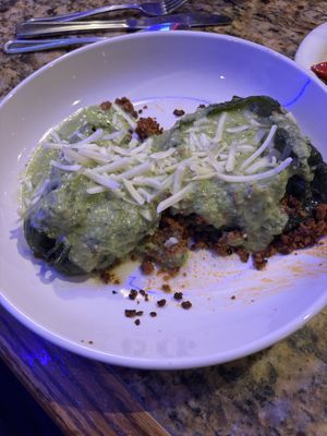 Stuffed poblanos  at La Rumba Restaurant Latino in Asheville