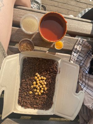 koshari before mixing at Abu Amr Koshari  in Amsterdam