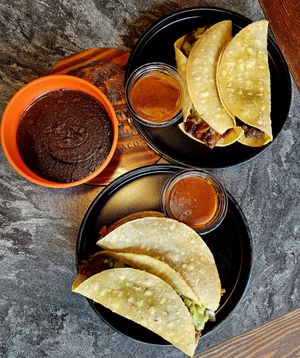Vegan Tacos & Refried Beans (without cheese) at Cornelia Fine Tacos in North Vancouver