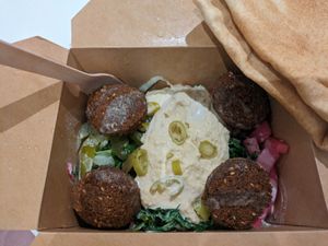Falafel salad box at Viva Falafel Boxpark Wembley in North West London