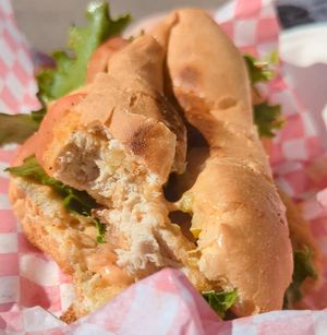 Chicken po' boy at Vegan AF Box in Gunnison