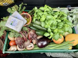 Der vegane Wochenendeinkauf… Tofu vom Biohof Angermaier und frisches Gemüse von Tagwerk Biogroßhandel  at Initiative Poing Unverpackt in Poing