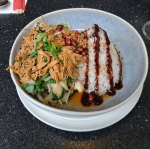 Rice bowl with tofu at LaLa Noodle of Sichuan in Berlin