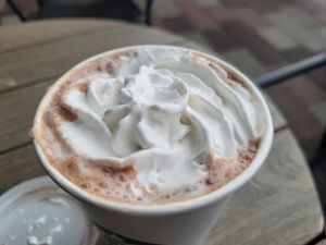 Almond Hot Chocoloate with Soya Cream at Starbucks Coffee in Broughton