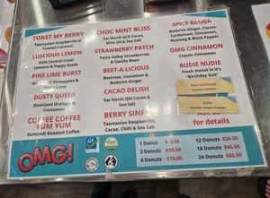 Menu and prices at The OMG! Shop in Cairns