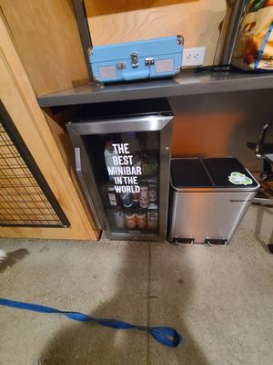 Beer fridge in hotel rooms at BrewDog in Canal Winchester