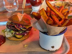 Beyond meat burger with chipotle slaw at BrewDog in Las Vegas