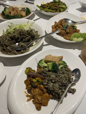 Shared food spread   at Whole Earth 环界蔬食 in Central Singapore