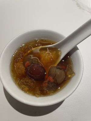 Lychee and date dessert   at Whole Earth 环界蔬食 in Central Singapore