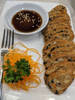 Ngo hieng roll (spelling is incorrect) at Whole Earth 环界蔬食 in Central Singapore