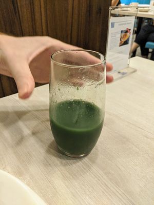 Gimme Green juice, originally came in a bottle at Whole Earth 环界蔬食 in Central Singapore