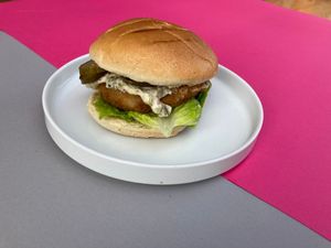No Cluck Burger at Mood Cafe in London