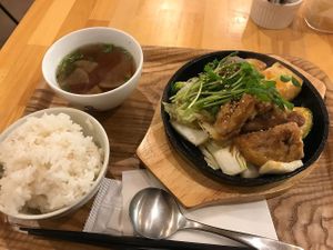 Hot pan with soy meat, veggies and fried tofu at Shojin Cafe Foi - Wakayama Station in Wakayama