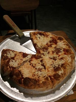 Classic pizza with pepperoni and soy cheese at Little E's Pizzeria in Greensburg