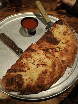 Stramboli with vegan cheese, pepperoni, artichoke & fire roasted tomatoes at Little E's Pizzeria in Greensburg