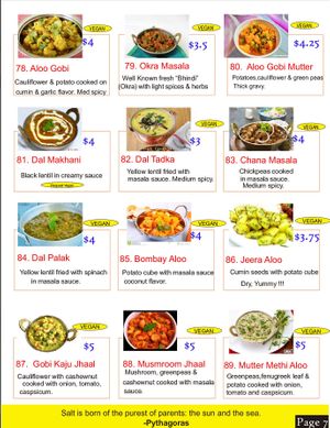 A sample page of the menu, plenty of vegan items, well labeled, good stuff. at Coriander in Phnom Penh