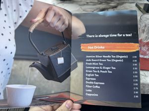 Hot drinks menu as of May 2024  at Banana Tree in Birmingham