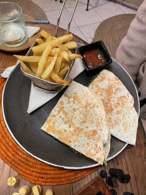 vegan quesadillas (70 dh)  at Retro Corner in Essaouira