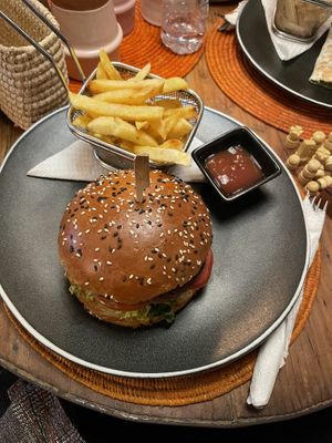 vegan burger for 55dh  at Retro Corner in Essaouira