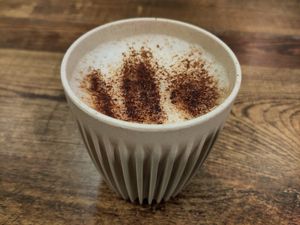 Really good oat milk cappuccino at Busy V Bakery  in Bristol