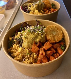 burrito bowl at Z'AHA deli in The Hague
