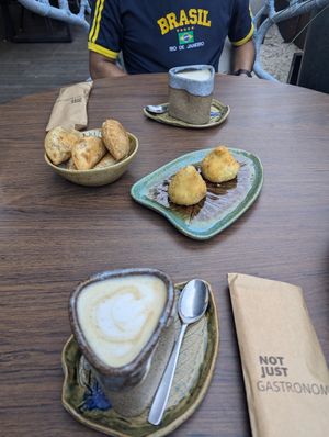 Pastels/Coxinhas/Coffees at YUCAFÉ in Sao Paulo