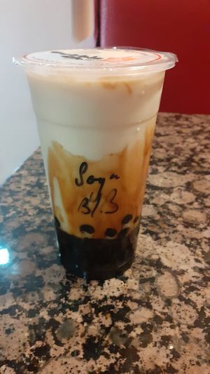 Vegan soya brown sugar with tapioca bubble tea at Bubble Cha in Newcastle Upon Tyne