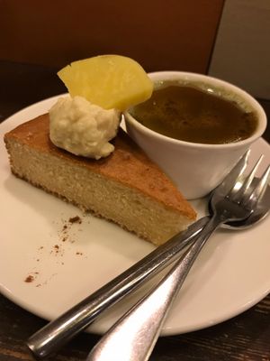 Sweet potato cake and matcha pudding  at Gopinatha in Tokyo