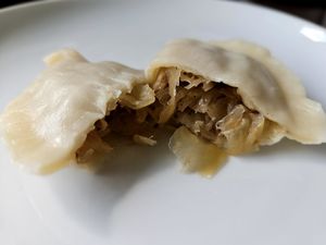 Varenyky with sauerkraut & mushrooms at Gastro Oma in Neuss