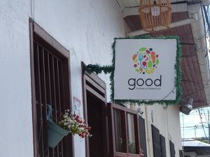 sign at Good Cocina Alternativa in Liberia