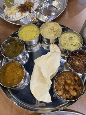Vegan thali platter  at Meenakshi Bhavan in San Antonio