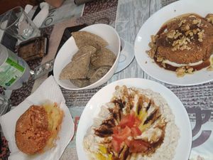Babaganoush suppplí e hamburger di bulgur con focaccia at Zeit W Zaatar in Rome