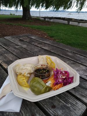 Vegan tibetan dumplings at Ananda Cafe-Boutique in Neuchatel