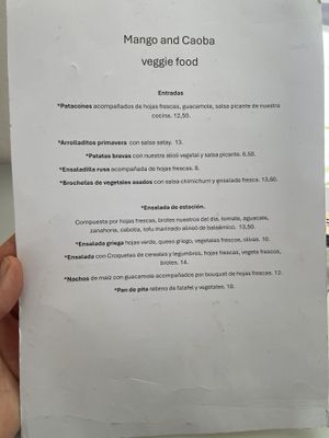 Menu  at Mango & Caoba in Barcelona