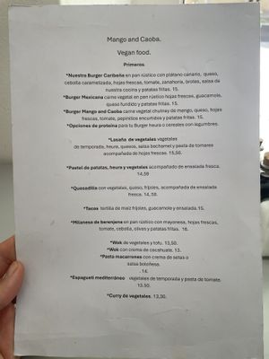 Menu  at Mango & Caoba in Barcelona