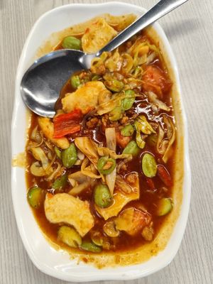 Petai with something (very good) at Home Vege Restaurant in Masai