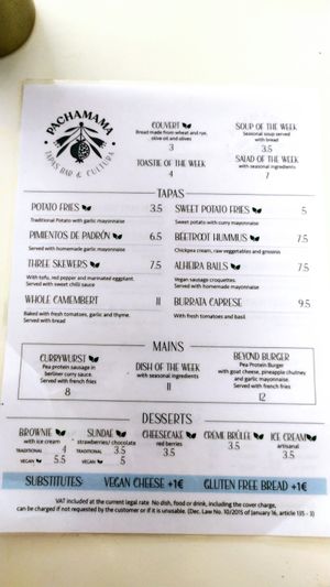 Menú at Pachamama Tapas Bar & Cultura in Pedrogao Grande