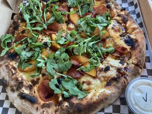 Culture Abuse (August special with peaches 😋 )  at Fired Pizza in Stockton