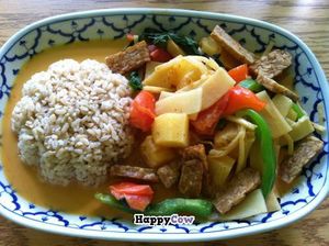 Pineapple curry with tempeh for lunch!  at Vege Thai in Portland