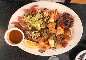 Vegan tofu scrambled  at Cornerstone Bakery and Cafe in Dunsmuir