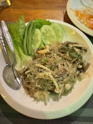 Lap noodles  at Veggie's in Vang Vieng