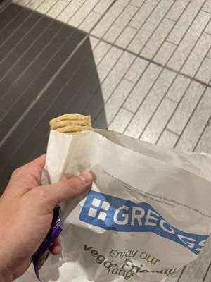Vegan Sausage   at Greggs - St Pancras Station in North West London