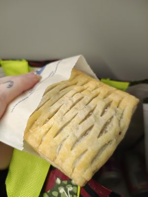 Steak bake at Greggs - St Pancras Station in North West London