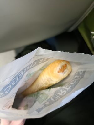 Top of sausage roll at Greggs - St Pancras Station in North West London