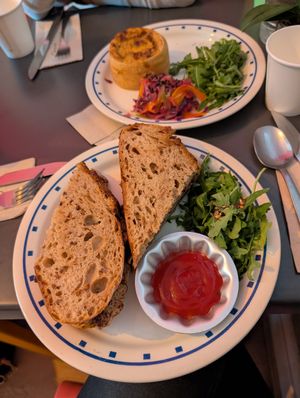 Tofu-bacon bread and leek quiche at Wilhelmina in Leamington Spa