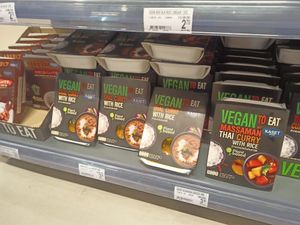 Several vegan meal at Kam Yuen Supermarket in Brussels