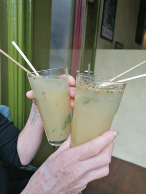 2 different fermented drinks at Parrhesia Cafe in Groningen