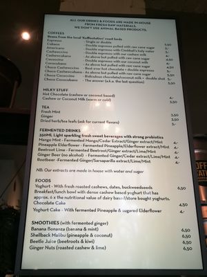 Menu at Parrhesia Cafe in Groningen