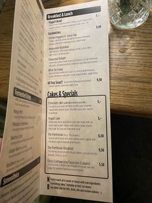 Current menu 2/3  at Parrhesia Cafe in Groningen